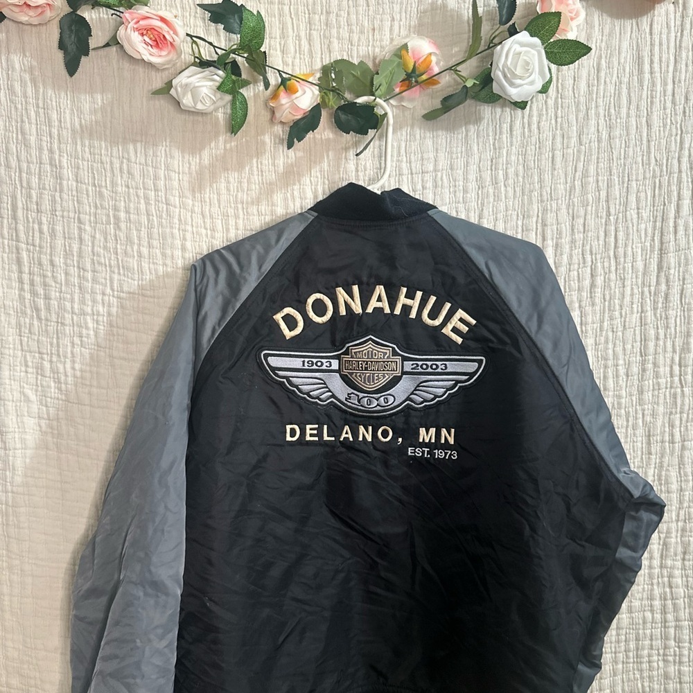 Harley-Davidson Black and Gray Bomber Jacket - Picture 4 of 5